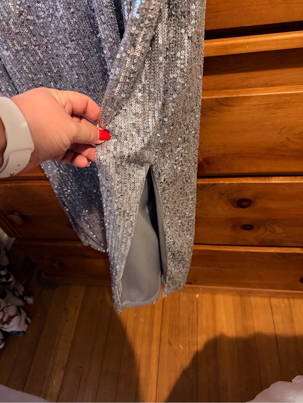 Eloquii Silver Sequin Draped Evening Dress - Picture 5 of 7
